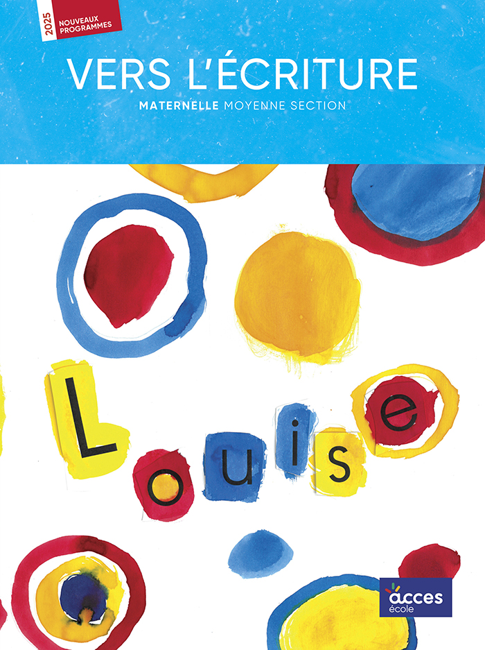Dessin de ronds de couleurs à la gouache sur la couverture de l'ouvrage pédagogique Vers l'écriture moyenne section.