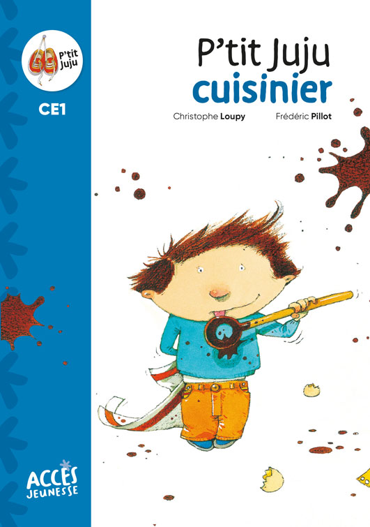 Couverture de P'tit Juju cuisinier illustrée par P'tit Juju sui fait la cuisine.
