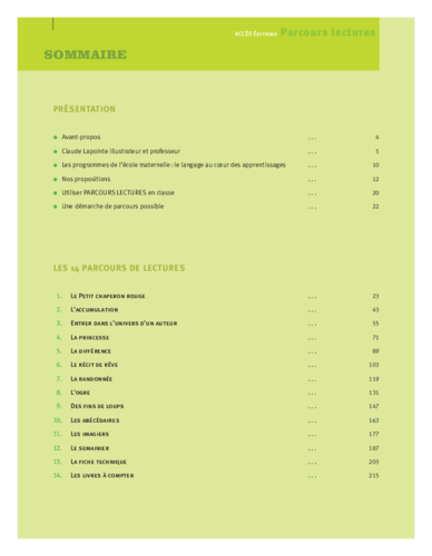 Parcours lectures sommaire acces editions